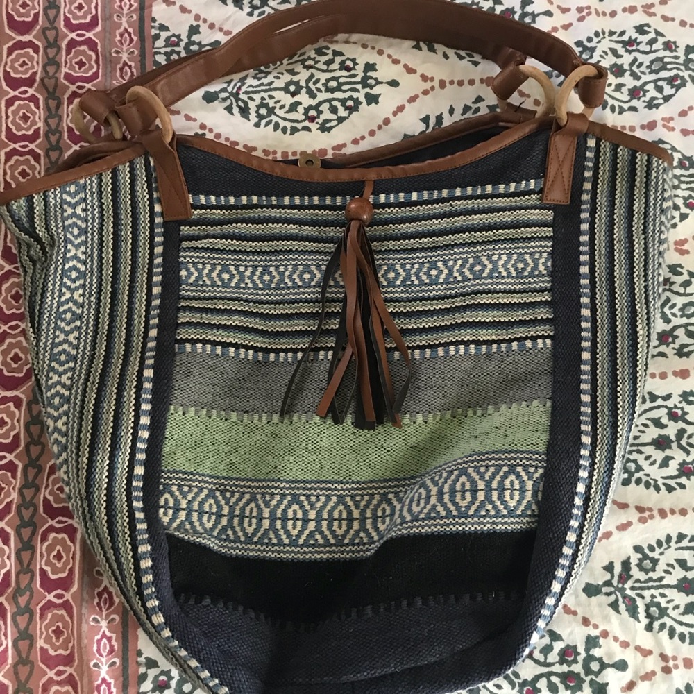 Tribal print tote bag - cardamom + coriander